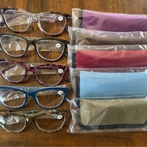 Hummingbird Reading Eyeglasses Set of 5 with Colorful Cases